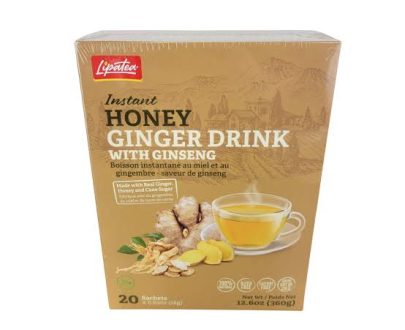 Lipatea مشروب الزنجبيل الفوري بالعسل والجنسنغ – 20 كيس / 360 غرام
